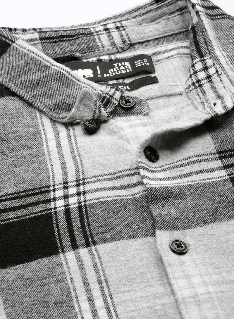 THE BEAR HOUSE Men's Cotton Shirt | Casual & Formal Long Sleeve Slim Fit | Classic Button-Down, Office & Everyday Wear, Comfortable & Breathable Fabric