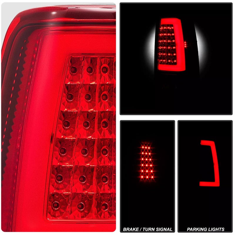 APSVE Red Clear LED Tail Lights Assembly Fit 2003 2004 2005 2006 Chevy Silverado 1500 2500 3500 Taillight Turn Signal Rear Brake Lamp LED C-Type Tube, Replace GM2800174 GM2801174 GM2800161 GM2801161 - Image 5