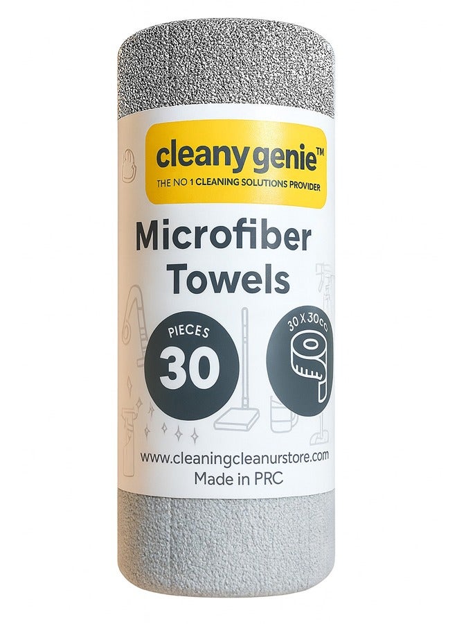 cleany genie 30pcs Microfiber Cloth Tear A Towel Grey - Image 1
