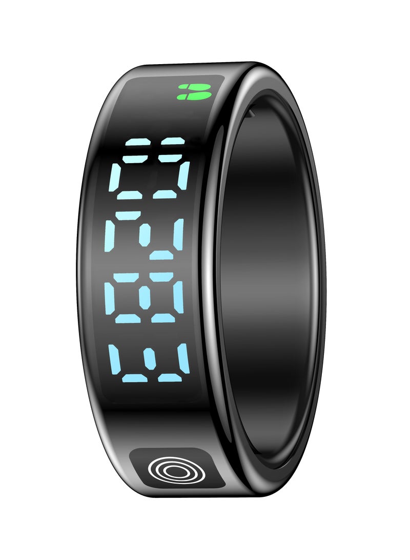 porodo FitsSync Smart Ring with Digital Display and Touch Scroll Function / Number 10 Ring Size (19.9mm Diameter) / IP68 Water Resistant / Health Monitoring - Black  - Image 4
