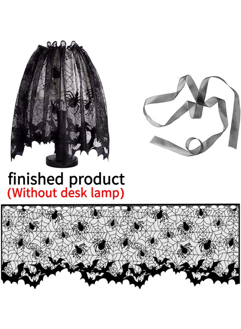 general Black Lace Lamp Shade Spider Web Lamp Shades Large 20 x 60 Inch Fireplace Mantle Scarf Cover Black Lace with Ribbon For Ghost Day Party Decoration Multiple Specifications Available  - Image 1