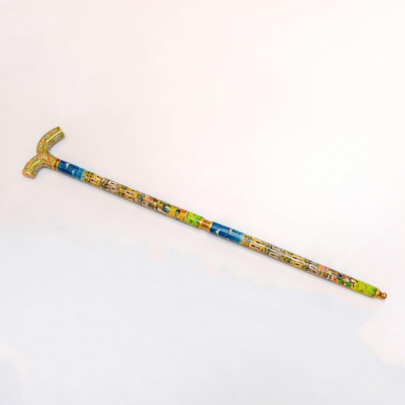 Novitson Lazuli Walking Stick – Dominion Class | Handcrafted Multicolor Cane | Animal Bone & Treated Wood | Elegant Antique Showpiece & Walking Aid - Image 1