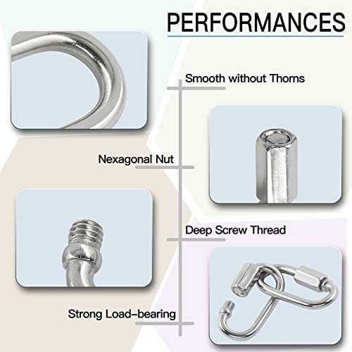 Masendelk 5pcs M3.5 Quick Link Chain, 1/8 Inch Stainless Steel Quick Links, D Shape Locking Quick Connector - 170lb Capacity - Image 3