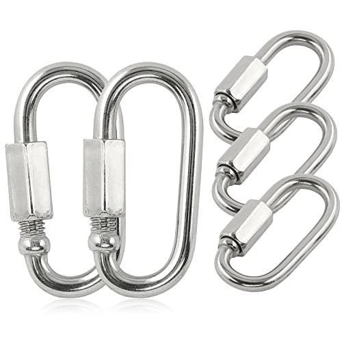 Masendelk 5pcs M3.5 Quick Link Chain, 1/8 Inch Stainless Steel Quick Links, D Shape Locking Quick Connector - 170lb Capacity - Image 1