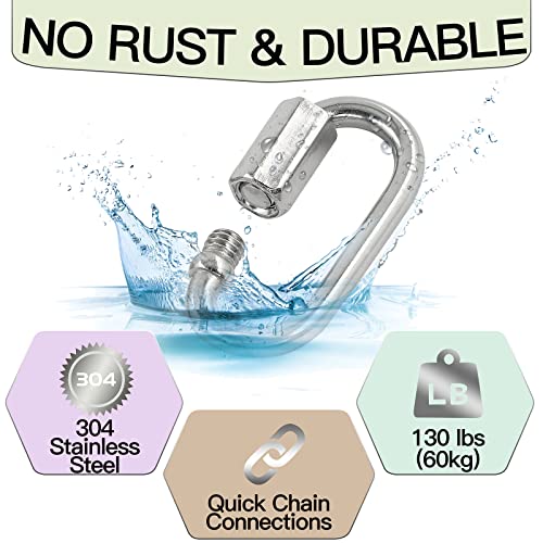 Masendelk 5pcs M3.5 Quick Link Chain, 1/8 Inch Stainless Steel Quick Links, D Shape Locking Quick Connector - 170lb Capacity - Image 4