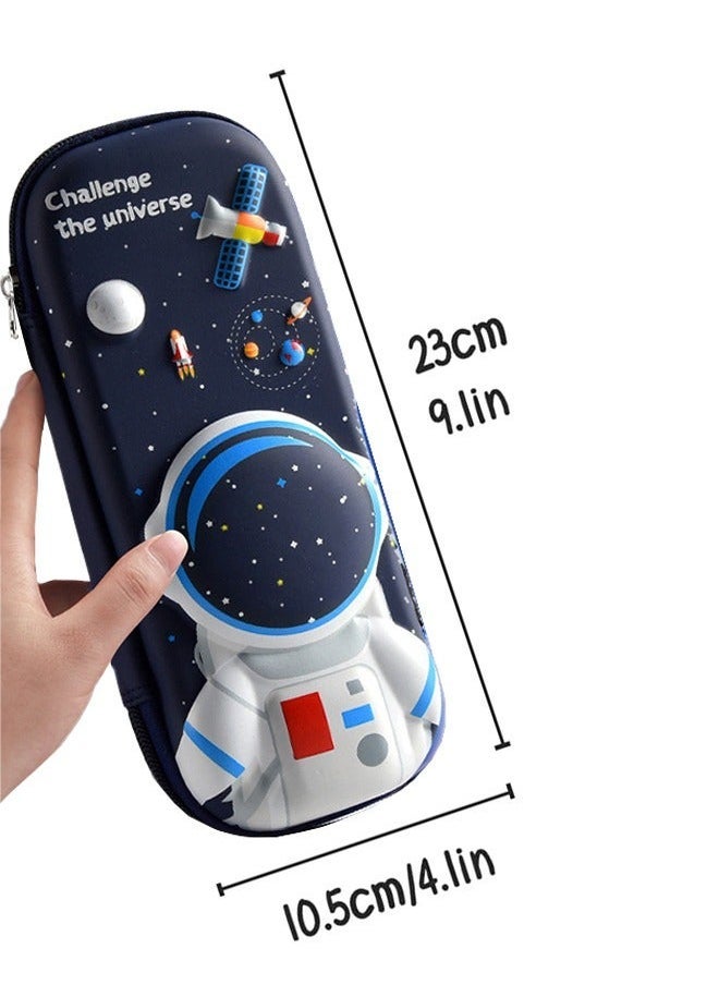 Loquat Pencil Case for Kids Boys 3D Astronaut Large Capacity Waterproof Pencil Box with Compartments Pen Pouch Cloth faced pencil case for Kindergarten and School Creative Pencil Case (Royal Blue) - Image 2