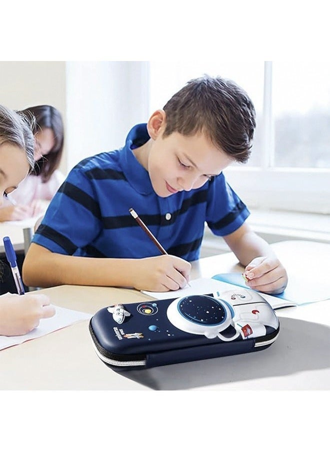 Loquat Pencil Case for Kids Boys 3D Astronaut Large Capacity Waterproof Pencil Box with Compartments Pen Pouch Cloth faced pencil case for Kindergarten and School Creative Pencil Case (Royal Blue) - Image 3