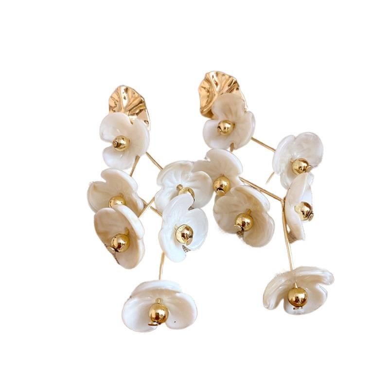 Beige Pearl Stud Earrings with Silver Detail Lightweight Daily Wear Jewelry for Women - Image 1