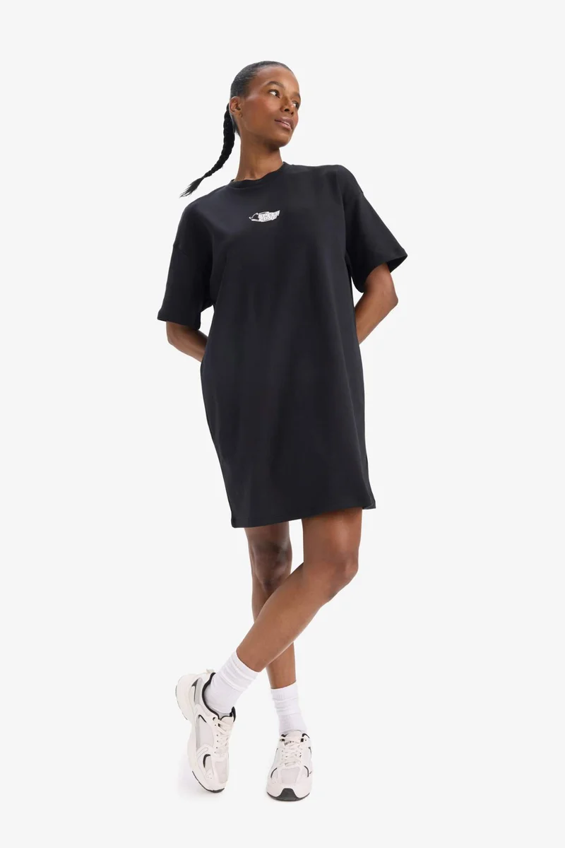 DeFacto DeFactoFit Standard Fit Printed Sports Mini T-shirt Dress