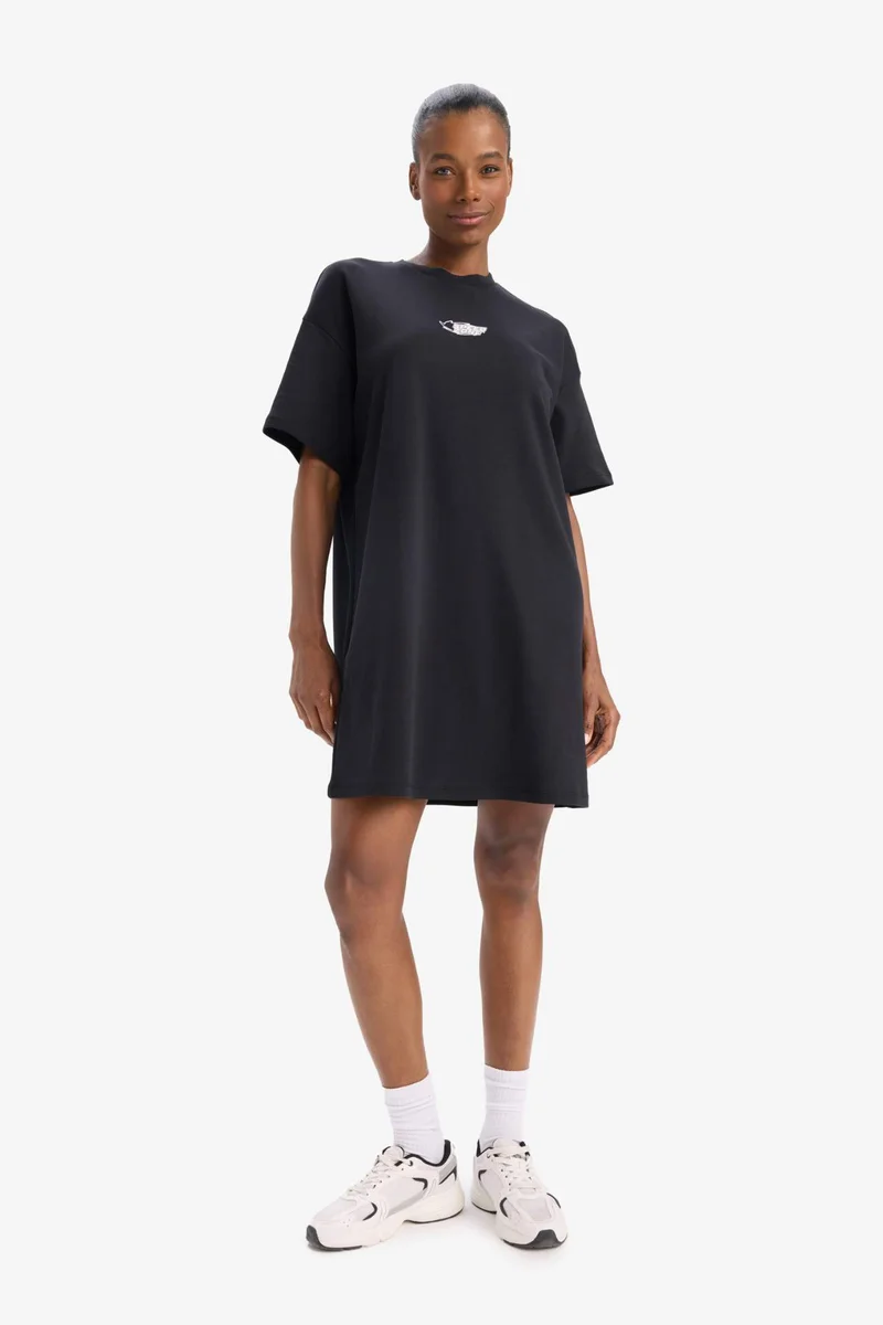 DeFacto DeFactoFit Standard Fit Printed Sports Mini T-shirt Dress