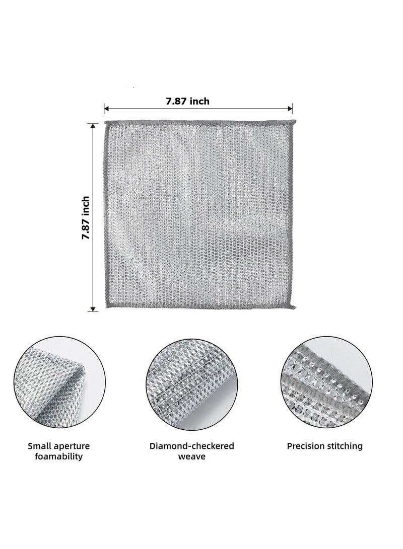 12 pcs Non-Scratch Wire Dishcloth, Multipurpose Wire Dishwashing Rags for Wet and Dry, Easy Rinsing, Reusable, for Kitchen, Sinks, Pots, (With 1pcs Cleaning Sponge)  - Image 2