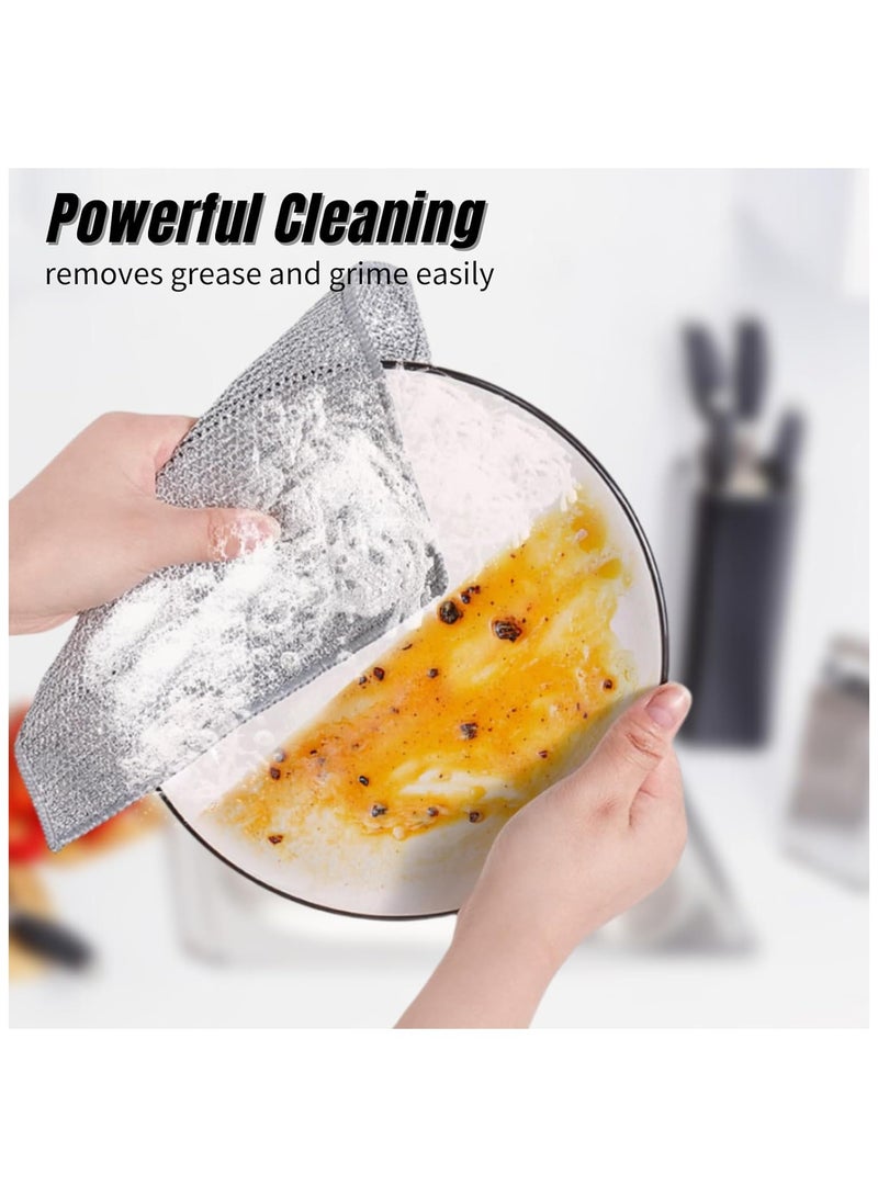 12 pcs Non-Scratch Wire Dishcloth, Multipurpose Wire Dishwashing Rags for Wet and Dry, Easy Rinsing, Reusable, for Kitchen, Sinks, Pots, (With 1pcs Cleaning Sponge)  - Image 3