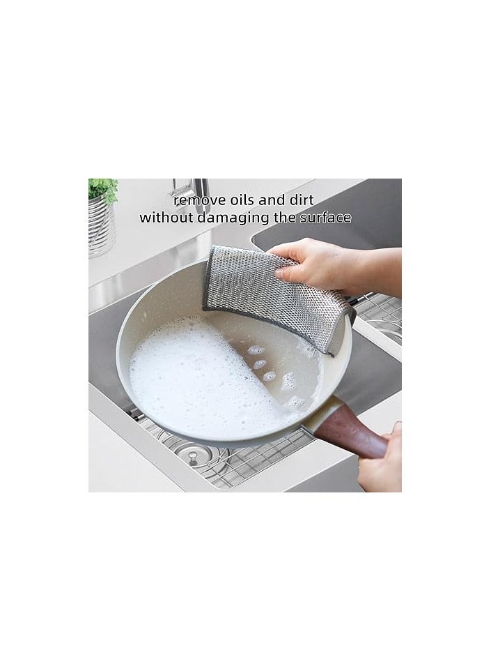 12 pcs Non-Scratch Wire Dishcloth, Multipurpose Wire Dishwashing Rags for Wet and Dry, Easy Rinsing, Reusable, for Kitchen, Sinks, Pots, (With 1pcs Cleaning Sponge)  - Image 4