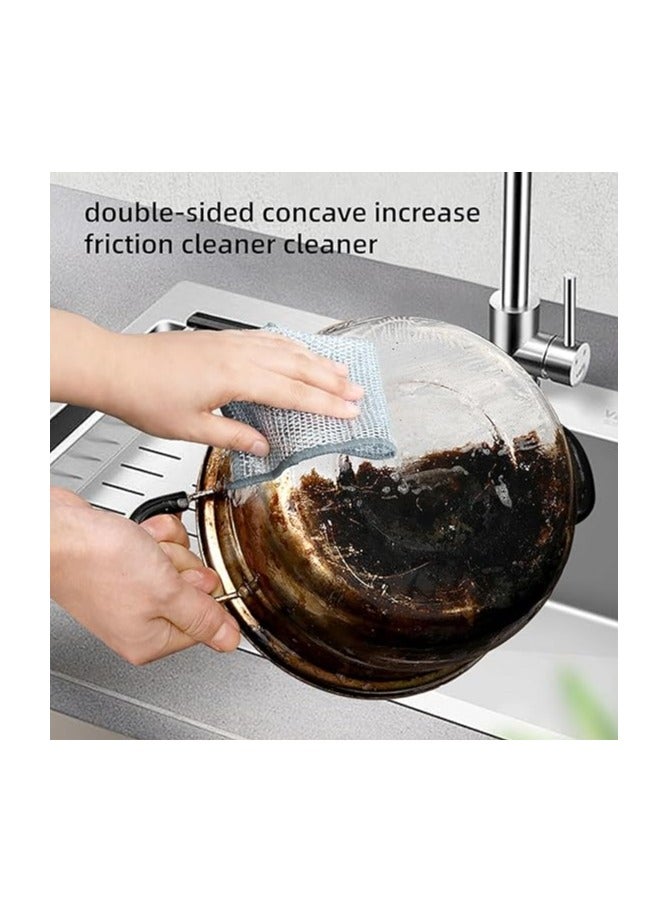 12 pcs Non-Scratch Wire Dishcloth, Multipurpose Wire Dishwashing Rags for Wet and Dry, Easy Rinsing, Reusable, for Kitchen, Sinks, Pots, (With 1pcs Cleaning Sponge)  - Image 5