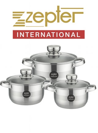 Zepter Germany 6‑Piece Stainless Steel Cookware Set – 26/28/30 cm Pots with Lids – 7‑Layer Bottom - pzsku/Z859F6F4B9BD759E5C0E3Z/45/1751415207/42f2712f-a0bf-4c45-81ce-2dc086cde4ef