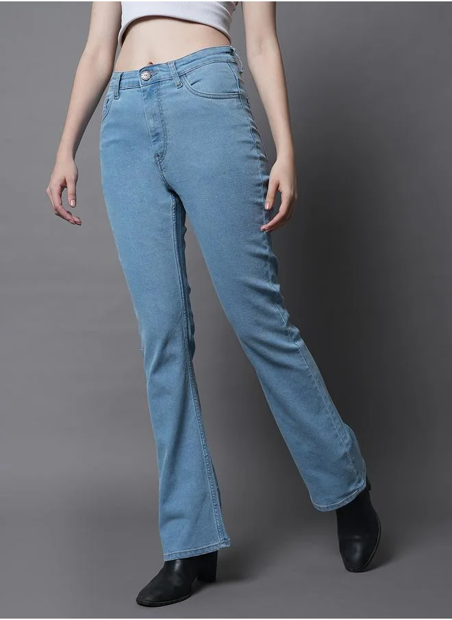 هاي ستار Mid Rise Bootcut Jeans with Pockets by Styli