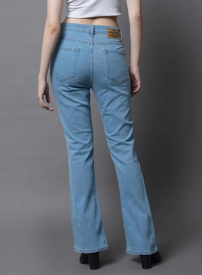 HIGH STAR Mid Rise Bootcut Jeans with Pockets by Styli