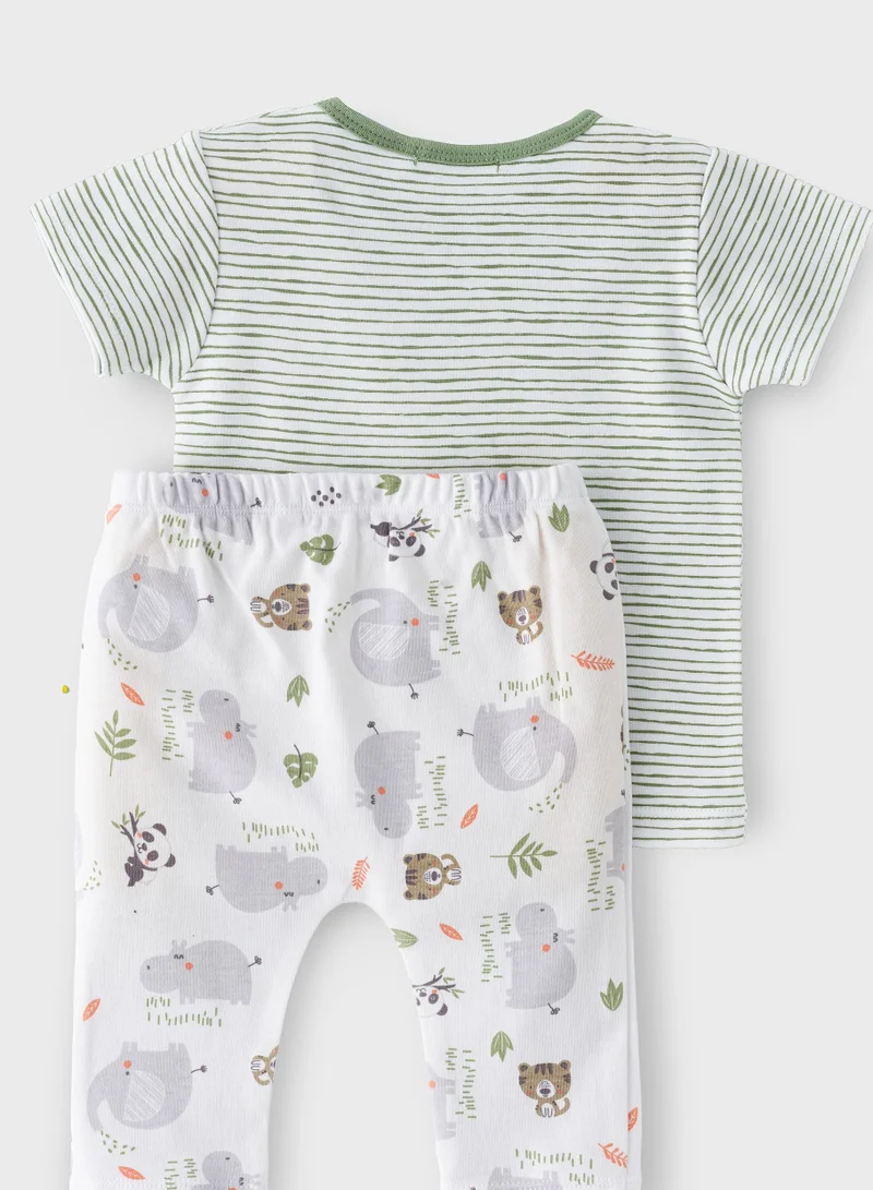 Boo Boo BooBoo Kids Jungle Range 2 Pc Stripe Tea and AOL legging Set