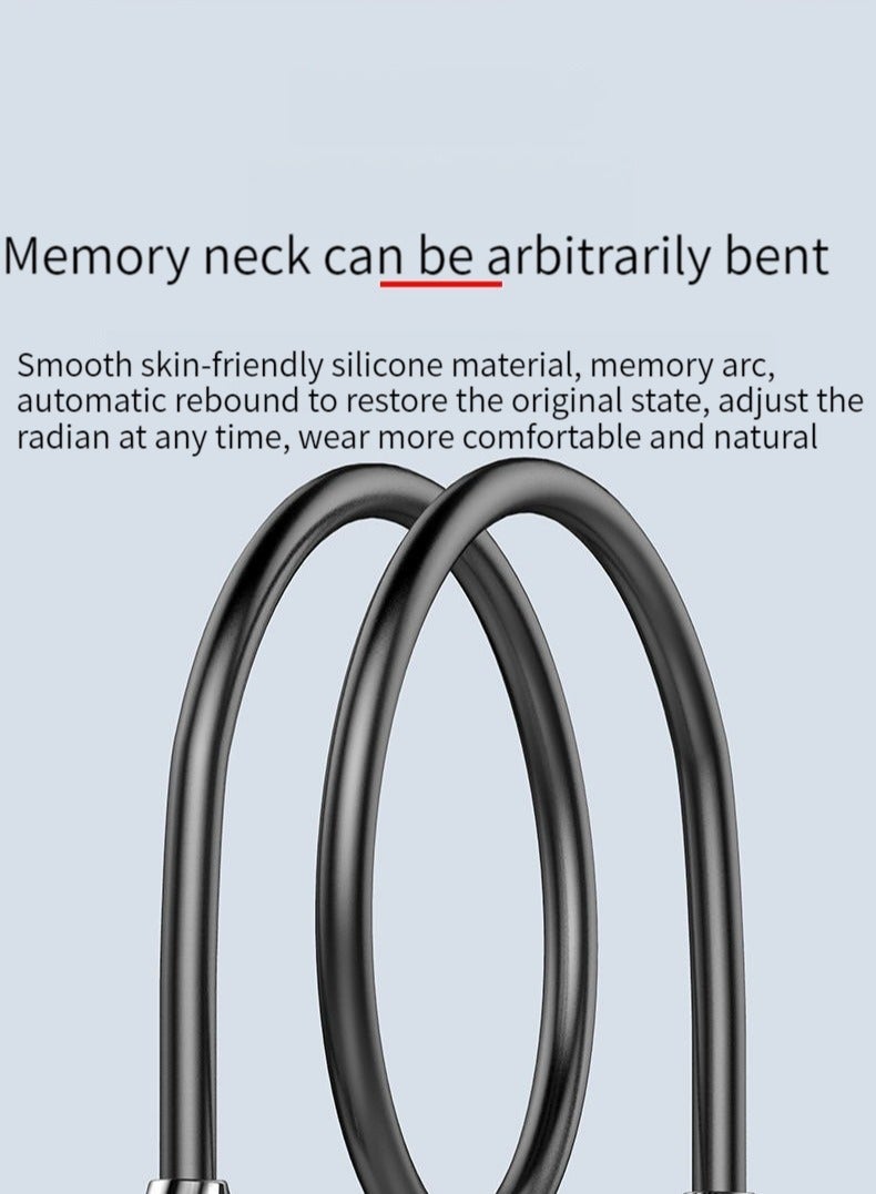Hanging neck type digital display wireless Bluetooth headset in-ear ultra-long battery life plug-in card heavy bass wireless sports headset (black)  - Image 5