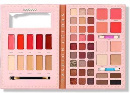 ADOERE Professional 52 Colors Matte Eyeshadow with Highlights Blush Contour Lip Gloss With 3 Brushes for Eyeshadow and Lip Gloss 96g Multicolor - Image 2