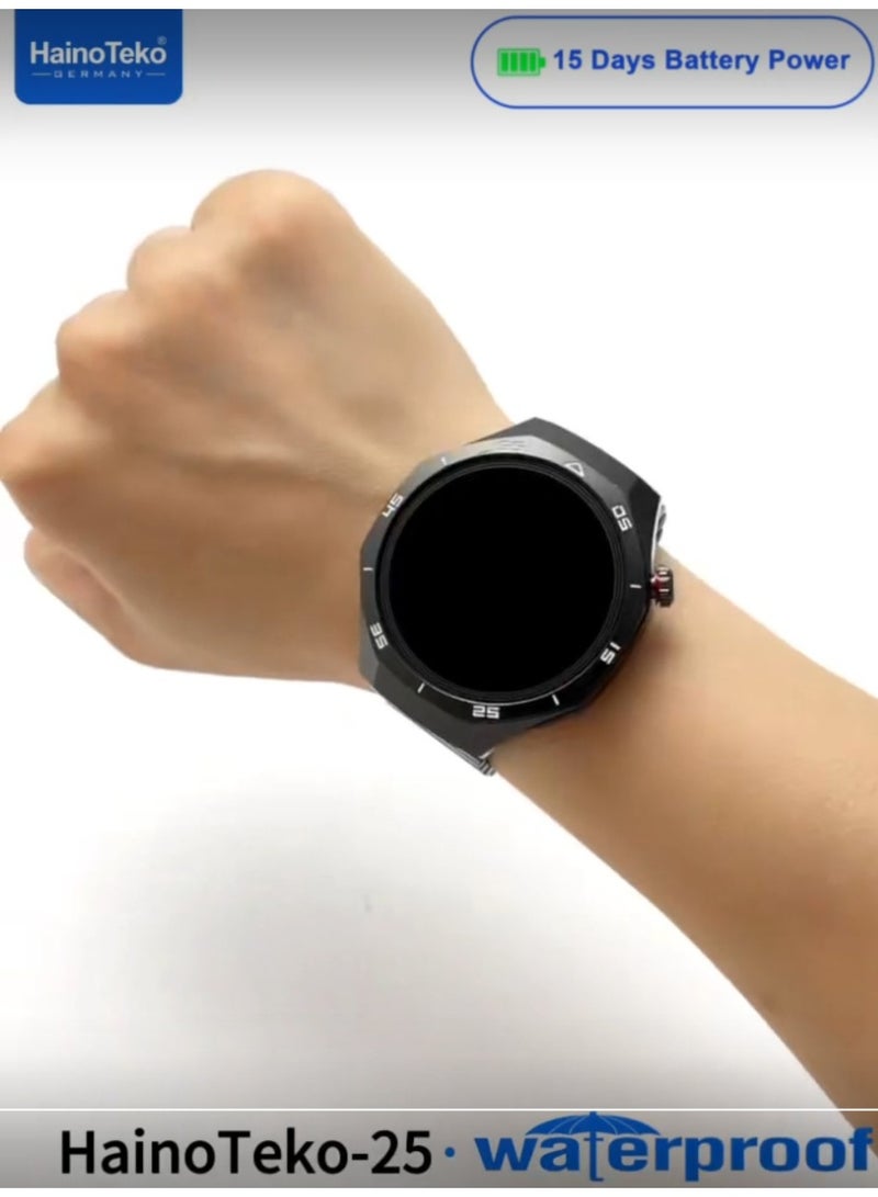 هينو تيكو ساعه Haino Teko-25 الذكيه بشاشه AMOLED دائريه عاليه الدقه , مقاومه للماء ,تدعم الاشعارات والتنبيهات الذكيه , مع 3 احزمه مرفقين للتبديل - Image 3