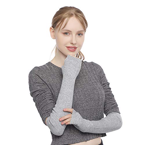 F Flammi Cashmere Blended Arm Warmer for Women Winter Fingerless Gloves Knit Mitten Gloves Wrist Warmer with Thumb Hole - Image 2