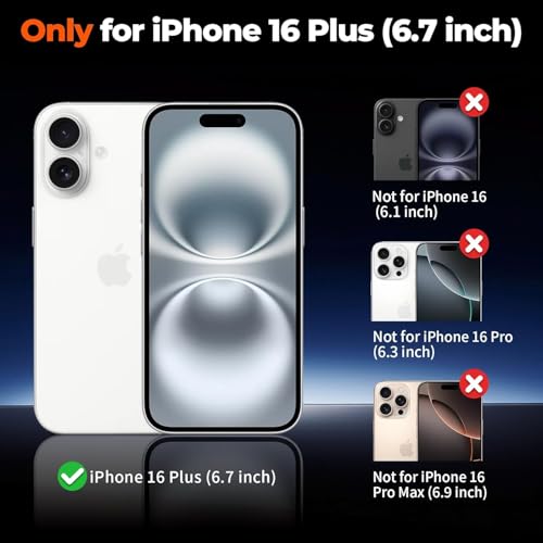 AIBEX Back Cover Case for iPhone 16 Plus | Slim Case with Wireless Charging Support | Anti-Scratch, Shockproof, Anti-Fingerprint & Lightweight Military-Grade Protective Cover - Black - Image 3