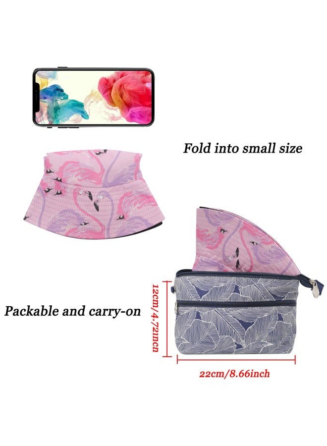 ZLYC Unisex Cute Animal Print Travel Bucket Hat Summer Fisherman Cap (Flamingo Pink) - Image 5