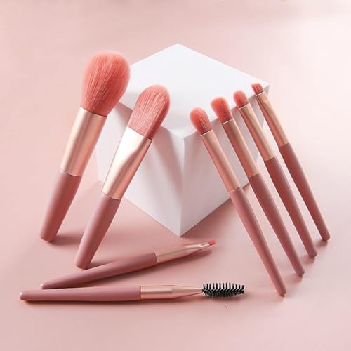 Tusmad 8PCS Professional Makeup Brush Set with Bag – Travel-Size Cosmetic Brushes for Foundation, Blush, Eyeshadow – Wooden Handle & Soft Synthetic Bristles (Multicolor) - Image 5
