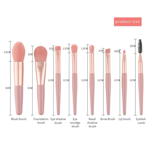 Tusmad 8PCS Professional Makeup Brush Set with Bag – Travel-Size Cosmetic Brushes for Foundation, Blush, Eyeshadow – Wooden Handle & Soft Synthetic Bristles (Multicolor) - Image 2