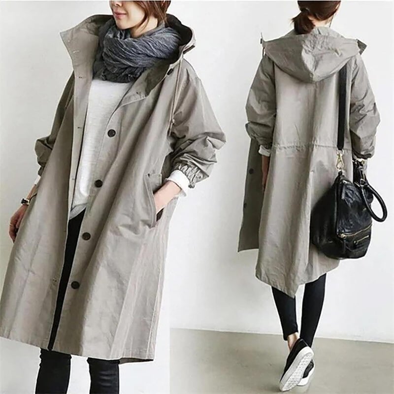 klarako Water Resistant Oversized Hooded Windbreaker Rain Jacket,Lightweight Outdoor Hooded Trench Coats Mountain Jackets - Image 4