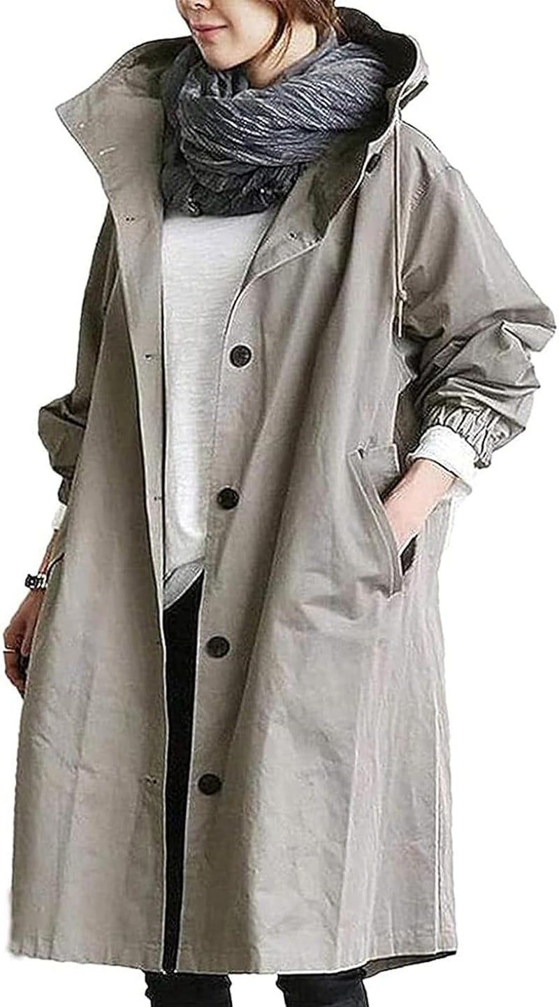 klarako Water Resistant Oversized Hooded Windbreaker Rain Jacket,Lightweight Outdoor Hooded Trench Coats Mountain Jackets - Image 1