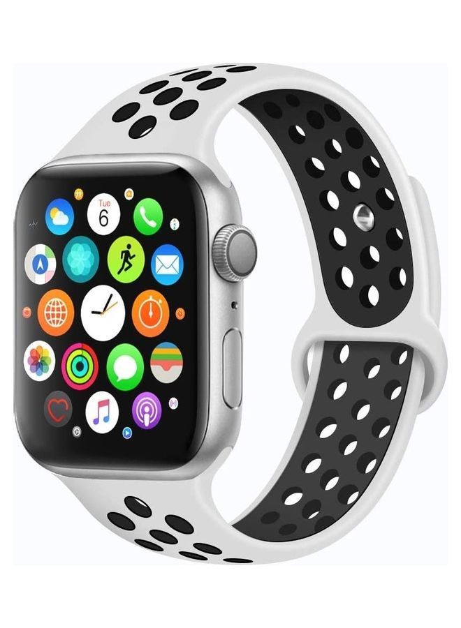NIBEMINENT Replacement Band for Apple iWatch Series 4/3/2/1 38/40 mm White/Black - Image 1