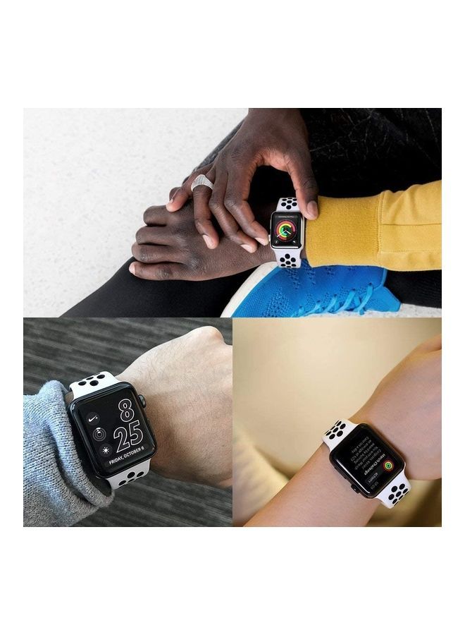 NIBEMINENT Replacement Band for Apple iWatch Series 4/3/2/1 38/40 mm White/Black - Image 2