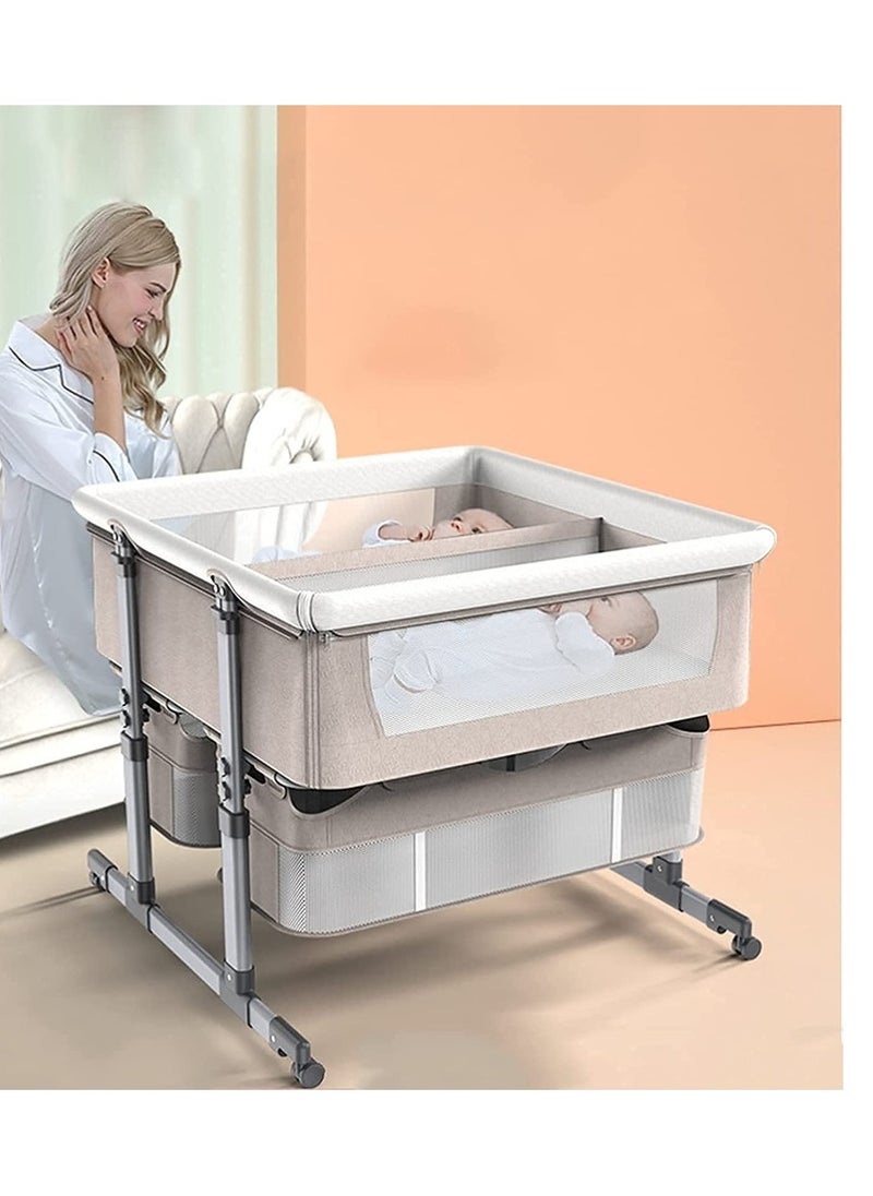 Baby Life Twin Bassinets For Twins - Adjustable, Mesh, Storage 