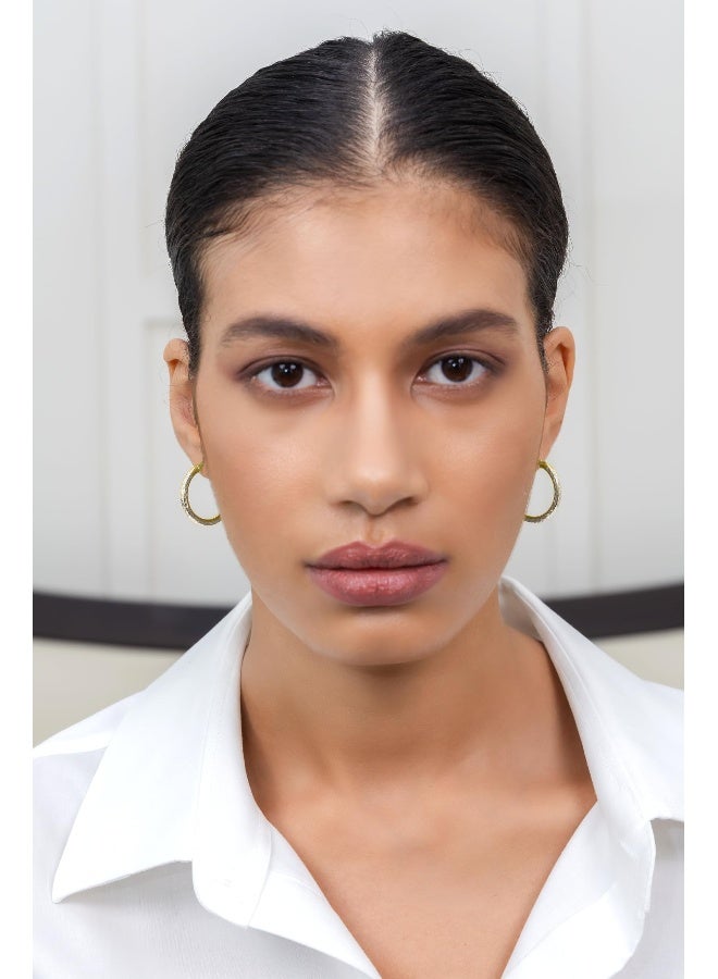 Hoops & Loops - Sterling Silver 25mm Two Tone Diamond Cut Click Top Hoop Earrings in Sterling Silver & Yellow Gold Flash Plated - Image 4