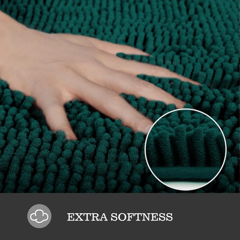 Yeaban Dark Teal Bathroom Rugs Set 2 Piece(20" x 32" and 17" x 24"), Thick Chenille Bath Mats | Absorbent and Washable Bath Rug Non-Slip, Plush and Soft Rugs for Bathroom Floor, Shower, Vanity - Image 3