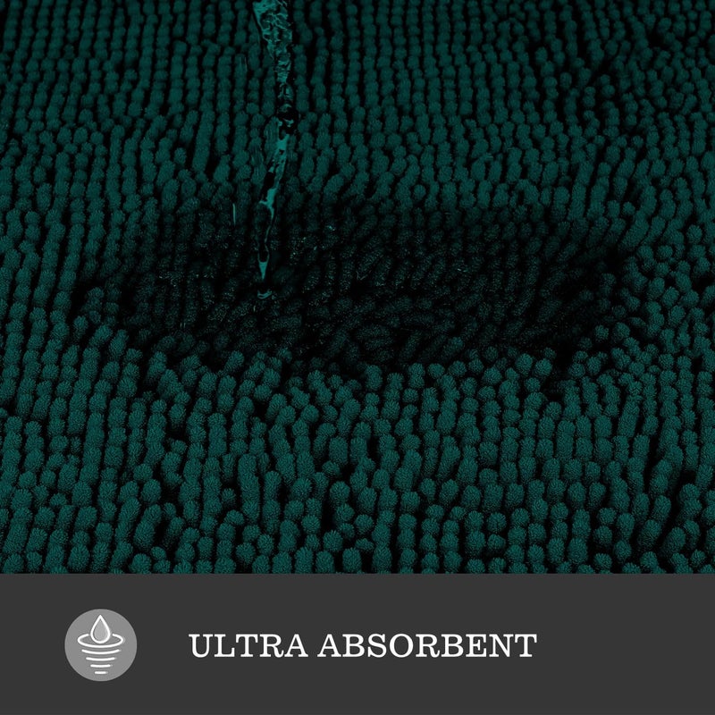 Yeaban Dark Teal Bathroom Rugs Set 2 Piece(20" x 32" and 17" x 24"), Thick Chenille Bath Mats | Absorbent and Washable Bath Rug Non-Slip, Plush and Soft Rugs for Bathroom Floor, Shower, Vanity - Image 5