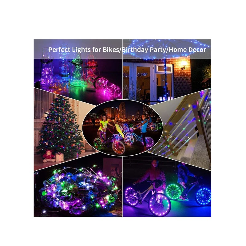 SOLARAE Bike Wheel Lights LED String Mountain Bike Wire Decorative Light Make You The Most Shining One On Night Riding Waterproof Multi-color Highlight Durable Bicycle Wheel String Lights Set - Image 3