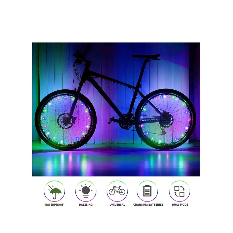 SOLARAE Bike Wheel Lights LED String Mountain Bike Wire Decorative Light Make You The Most Shining One On Night Riding Waterproof Multi-color Highlight Durable Bicycle Wheel String Lights Set - Image 4