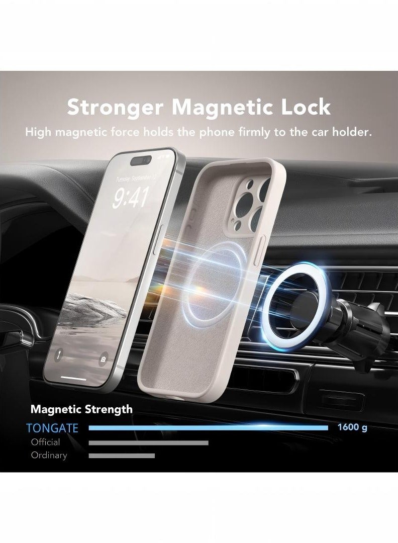 SUYDANBOX Magnetic for iPhone 15 Pro Max Case, Compatible with MagSafe, [Full Camera Protection][Screen Protector] Silicone Shockproof Protective Phone Case for iPhone 15 Pro Max 6.7", Stone  - Image 3