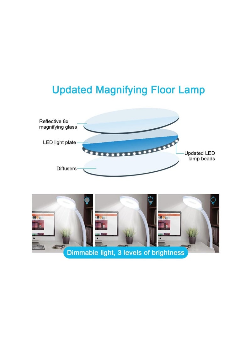 Generic - Magnifying Floor Lamp Facial Light Magnifier Beauty Cosmetic Salon Floor Standing Light with LED Adjustable Light Rolling Wheels Base - Image 1