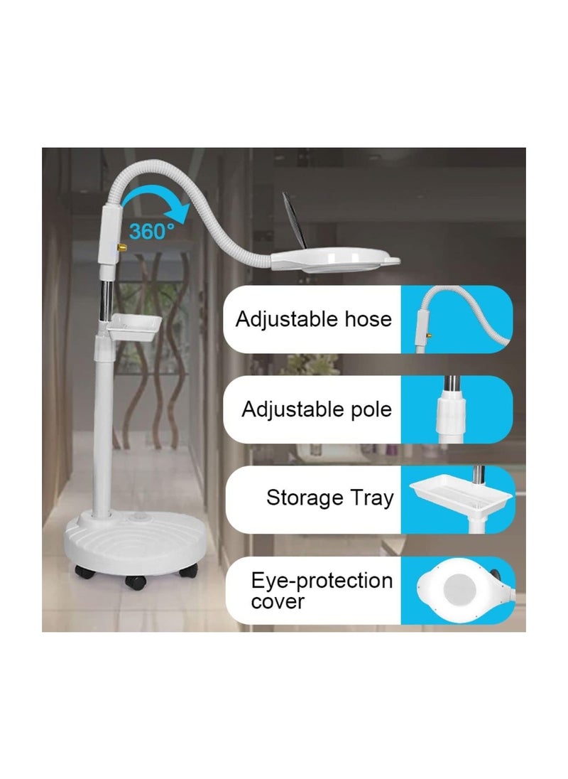 Generic - Magnifying Floor Lamp Facial Light Magnifier Beauty Cosmetic Salon Floor Standing Light with LED Adjustable Light Rolling Wheels Base - Image 1