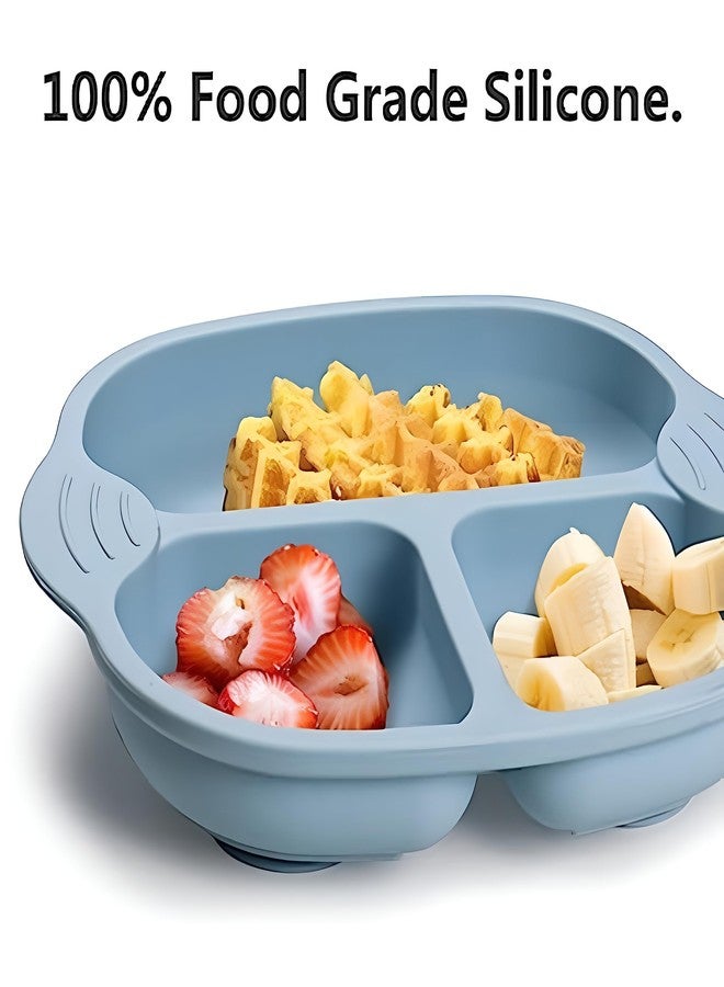 yomith Plates for Baby, Silicone Dishes for Toddlers Infant Kids, Divided Suction Plate Baby Dish, Non-Slip, Non-Toxic, BPA Free (Grey) - Image 3