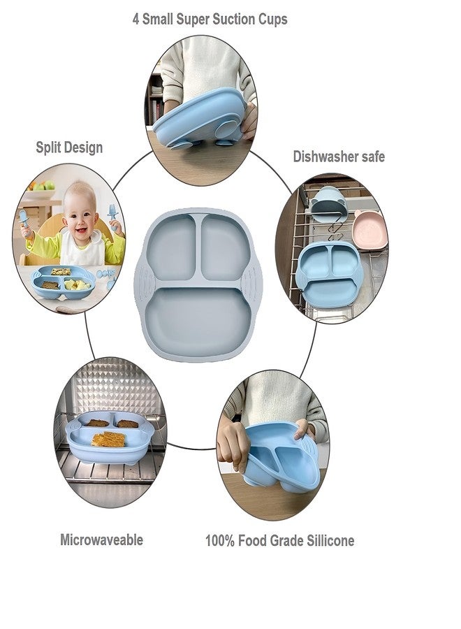 yomith Plates for Baby, Silicone Dishes for Toddlers Infant Kids, Divided Suction Plate Baby Dish, Non-Slip, Non-Toxic, BPA Free (Grey) - Image 4