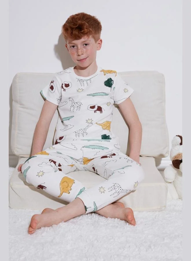Lela Lela Patterned 100% Cotton Crew Neck Pajama Set Boys' Pajama Set 6651001