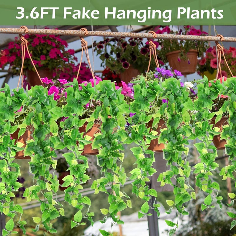 Hoteam 12 Pcs Artificial Hanging Plants 32 Inch Fake Ivy Vines with Fake Leaves Patio Artificial Plants Greenery for Living Room Indoor Outdoor Wall, No Basket (Pothos) - Image 5