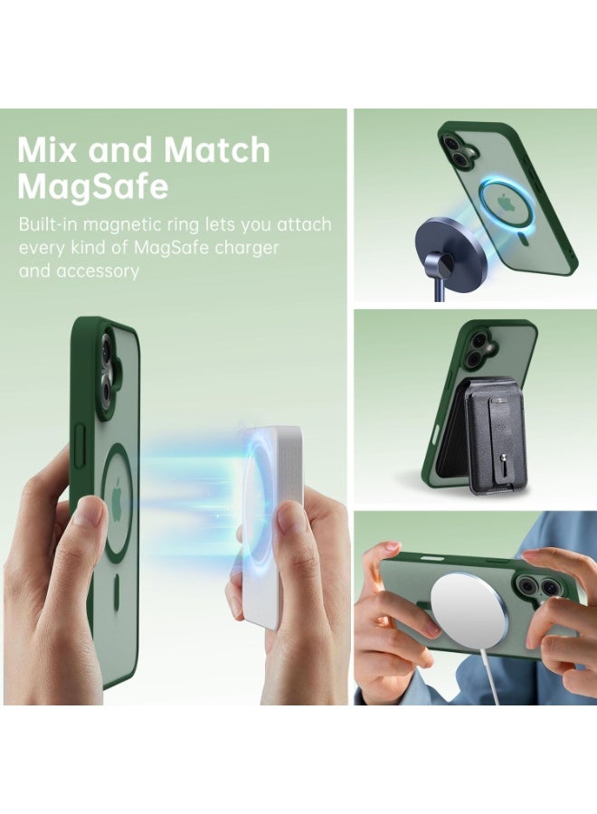 أكاليكس جراب مغناطيسي شفاف لهاتف iPhone 17، حماية عالية الجودة من السقوط مع شريط مقاوم للصدمات، جراب خلفي شفاف للهاتف | أخضر - Image 3