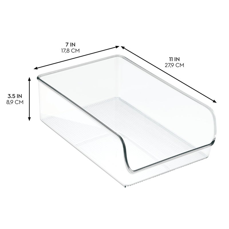 InterDesign iDesign Linus Plastic Kitchen Storage Bin, Storage Container for Pantry, Refrigerator, Freezer, 11" x 7" x 3.5", Set of 2, Clear - Image 2