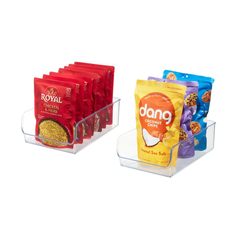 InterDesign iDesign Linus Plastic Kitchen Storage Bin, Storage Container for Pantry, Refrigerator, Freezer, 11" x 7" x 3.5", Set of 2, Clear - Image 1